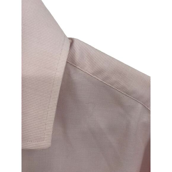 Hugo Boss Gerald Shirt Button Tiny Pink White Check Cotton Size 17 - Picture 3 of 10